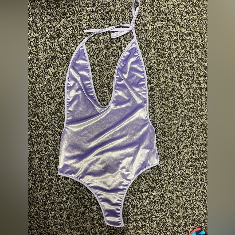 Purple Velvet One-Piece Swimsuit